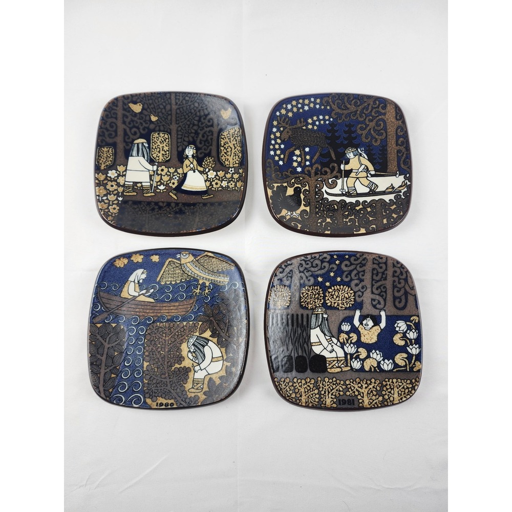 Arabia Finland Annual Wall Plates Set 4 Raija Uosikkinen 1977 1978 1980 1981
